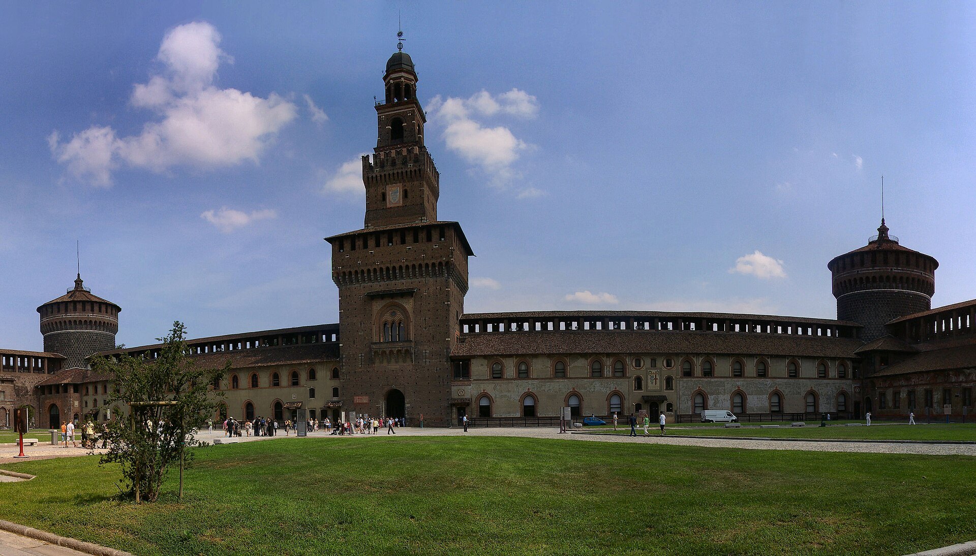 The front of the Castello Sforzesco with the Filarete tower over the gate