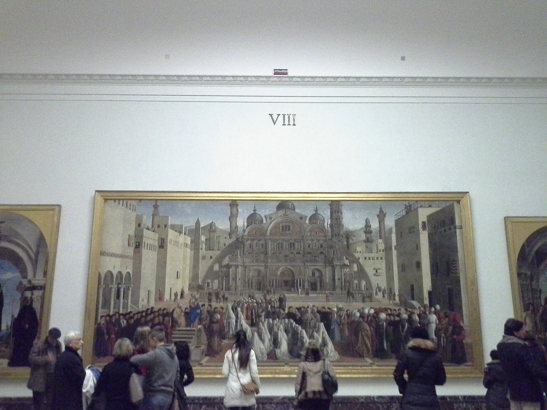 A gallery room at the Brera with a large Venetian canvas filling the end wall