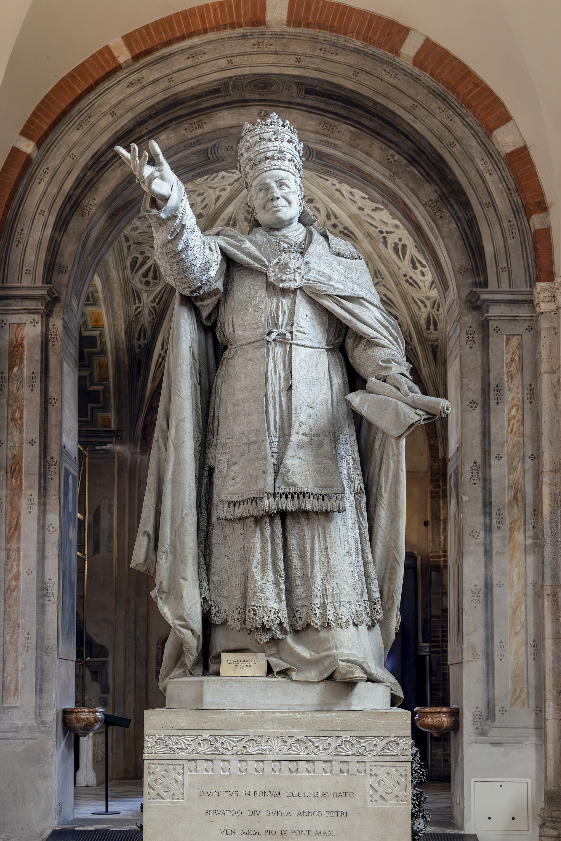 A statue of Saint Ambrose inside the basilica
